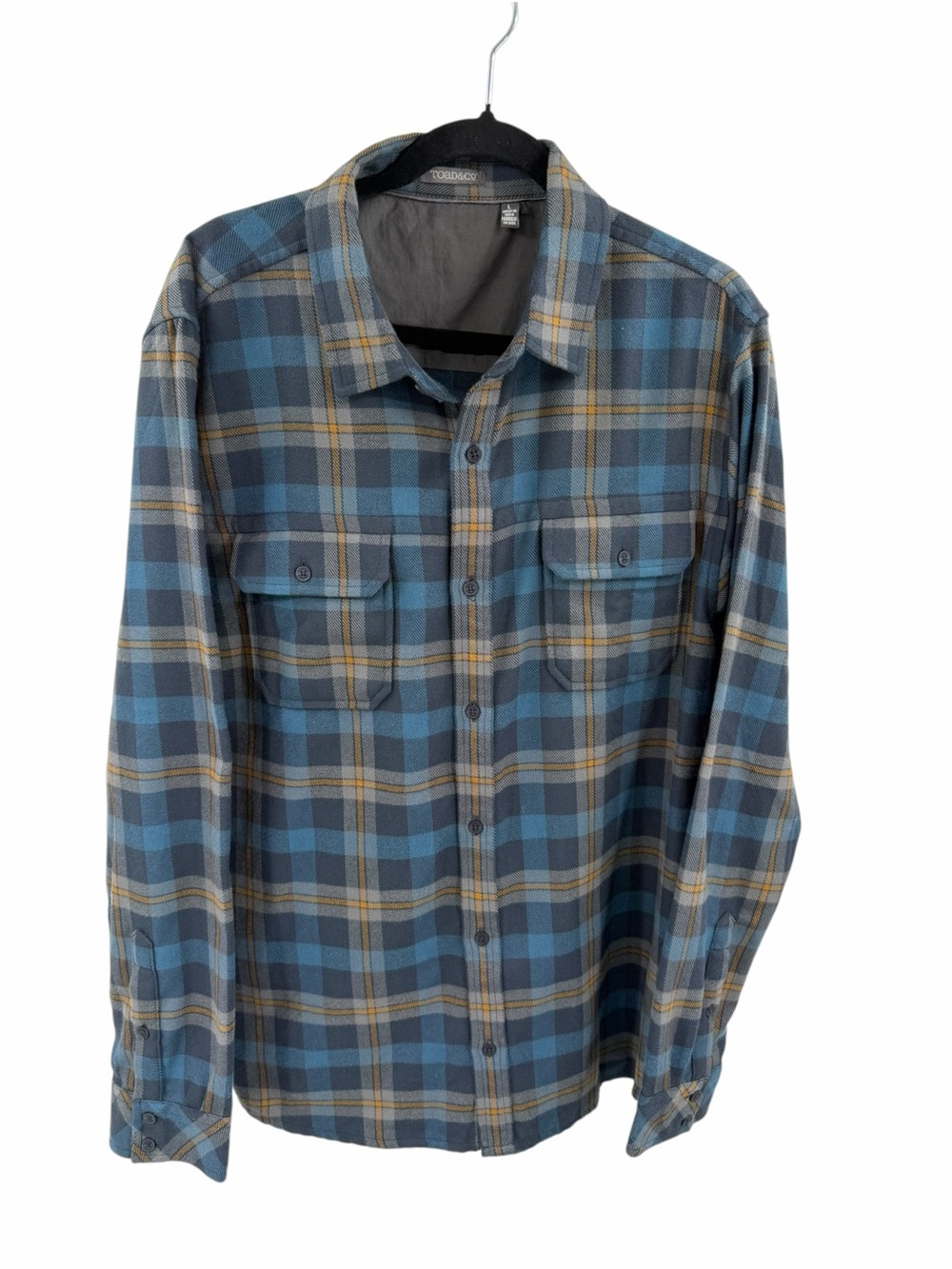Toad&Co Watchdog Longsleeve Blue Plaid Men's Button-Up Shirt Large